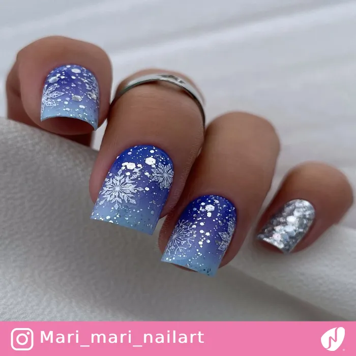 Winter Ombre with Snowflakes